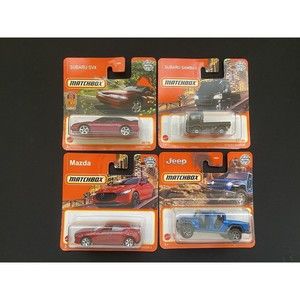 Matchbox Lot Of Four Matchbox Cars Subaru Jeep Mazda Short Cards 1:64 /100